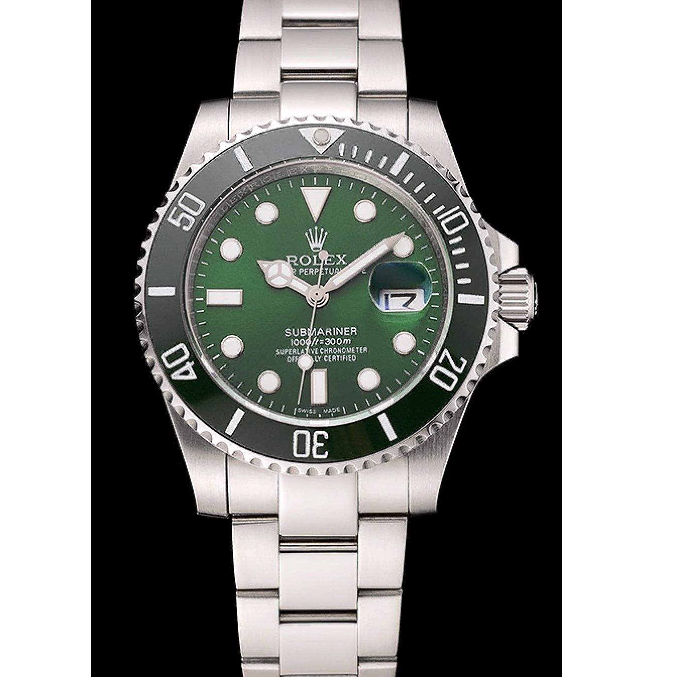 Aaa fake watches Steel 1454069 Stainless Submariner Bracelet Green Dial Rolex 0526
